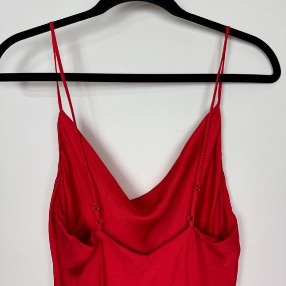 NWT Bardot Satin Cowl Neck Sleeveless Midi Dress Fire Red Size 6 Small - Picture 6 of 12